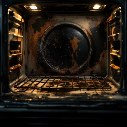 Dirty oven with burnt-on grease before cleaning by Oven Cleaner Glasgow